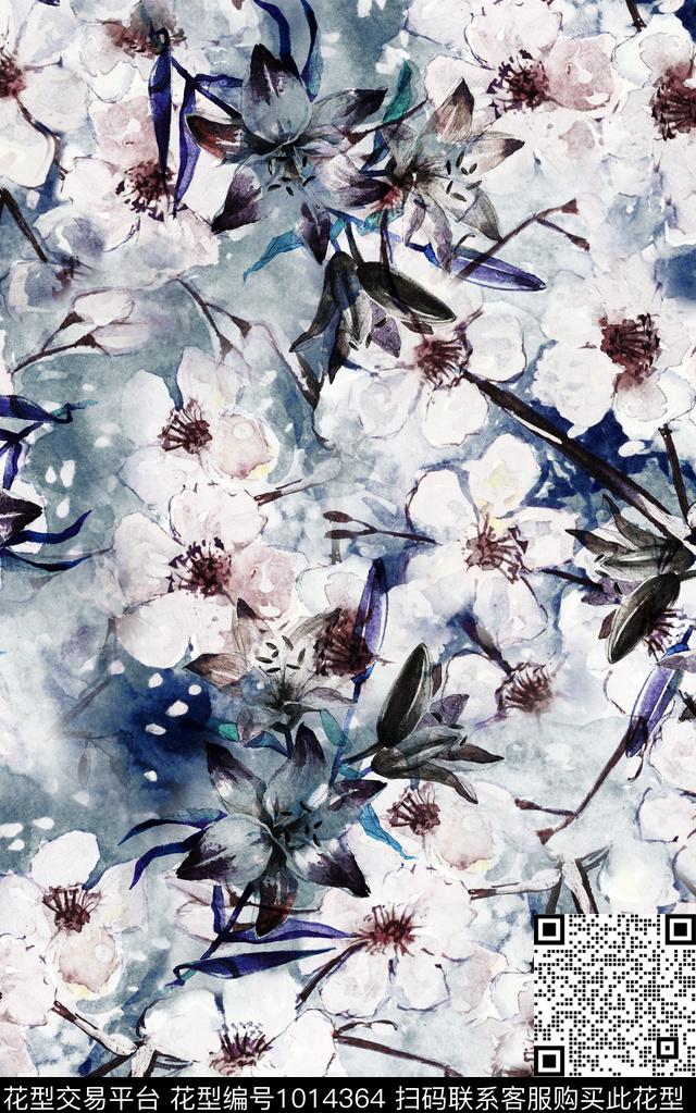 花卉复古大牌风数码印花华亿平台下载（图片编号: 1014364） - 瓦栏（Walan）