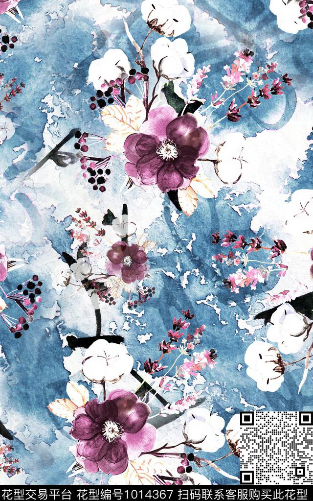 花卉复古大牌风数码印花华亿平台下载（图片编号: 1014367） - 瓦栏（Walan）