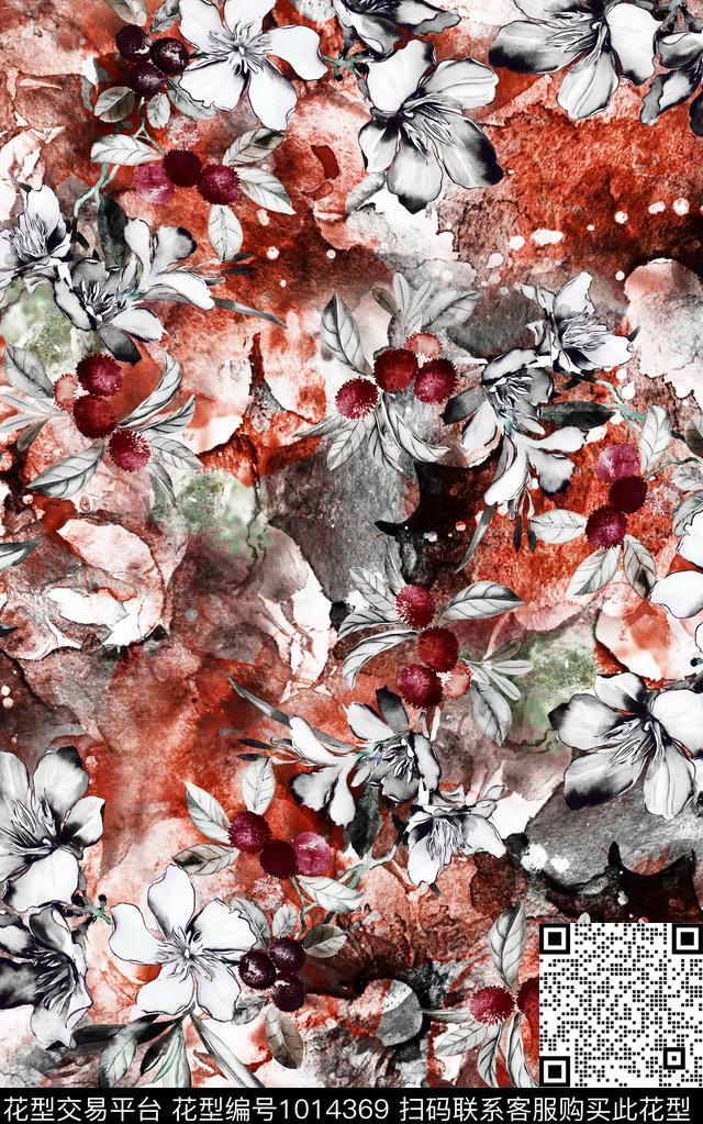 民族风花卉复古数码印花华亿平台下载（图片编号: 1014369） - 瓦栏（Walan）