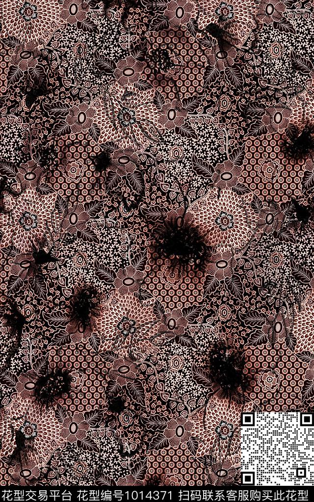 民族风抽象复古数码印花华亿平台下载（图片编号: 1014371） - 瓦栏（Walan）