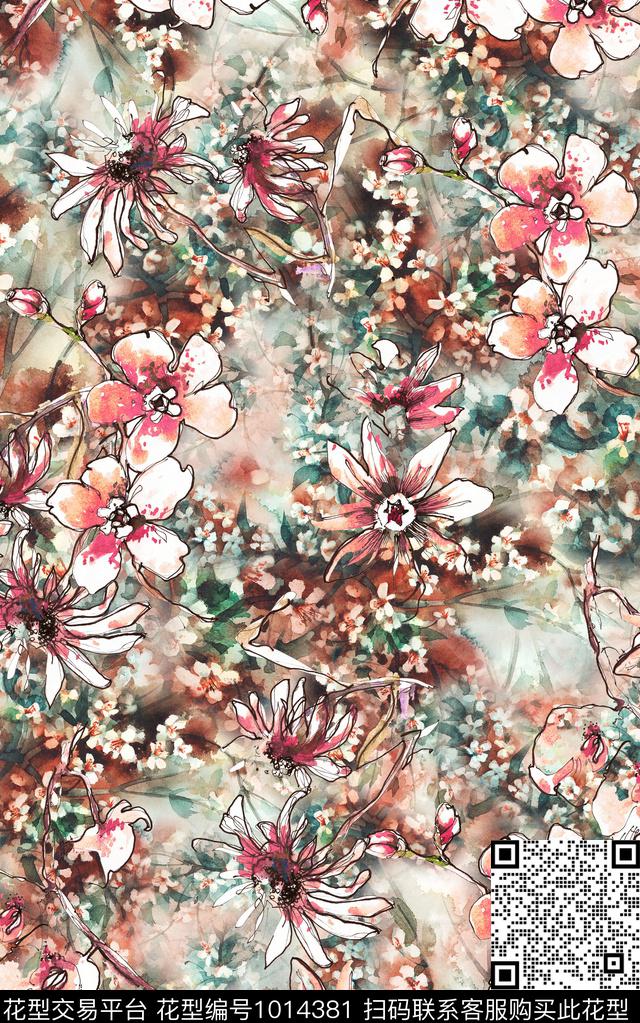 数码华亿平台民族风花卉数码印花华亿平台下载（图片编号: 1014381） - 瓦栏（Walan）