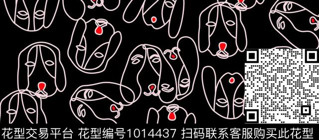 抽象大牌风线条画数码印花华亿平台下载（图片编号: 1014437） - 瓦栏（Walan）