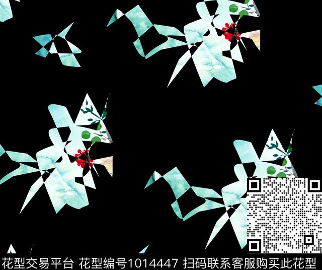 抽象花卉可爱清爽底花卉数码印花华亿平台下载（图片编号: 1014447） - 瓦栏（Walan）