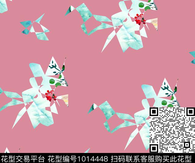 抽象花卉可爱清爽底花卉数码印花华亿平台下载（图片编号: 1014448） - 瓦栏（Walan）