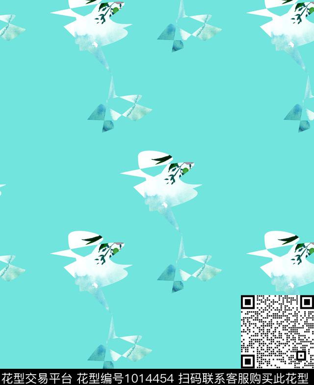 抽象花卉清爽底花卉跳舞木偶数码印花华亿平台下载（图片编号: 1014454） - 瓦栏（Walan）
