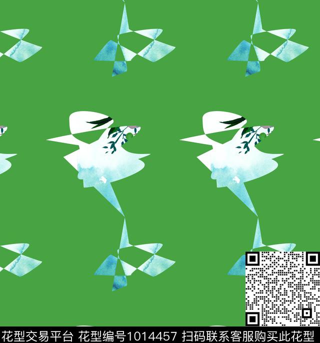 抽象花卉清爽底花卉跳舞木偶数码印花华亿平台下载（图片编号: 1014457） - 瓦栏（Walan）