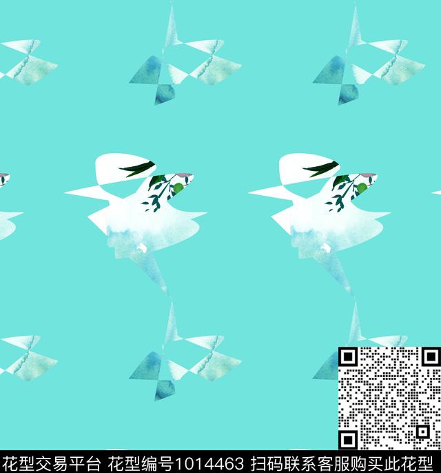 抽象花卉清爽底花卉跳舞木偶数码印花华亿平台下载（图片编号: 1014463） - 瓦栏（Walan）