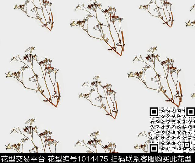 树枝小碎花形态传统印花华亿平台下载（图片编号: 1014475） - 瓦栏（Walan）