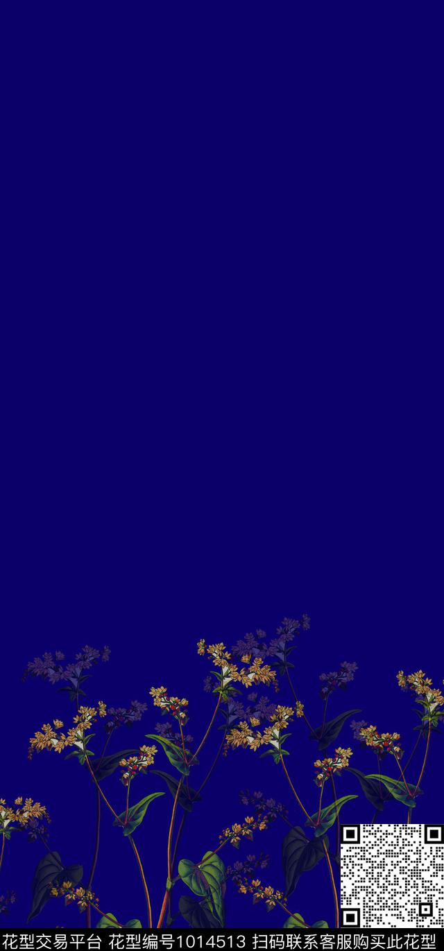 大花花卉定位花数码印花华亿平台下载（图片编号: 1014513） - 瓦栏（Walan）