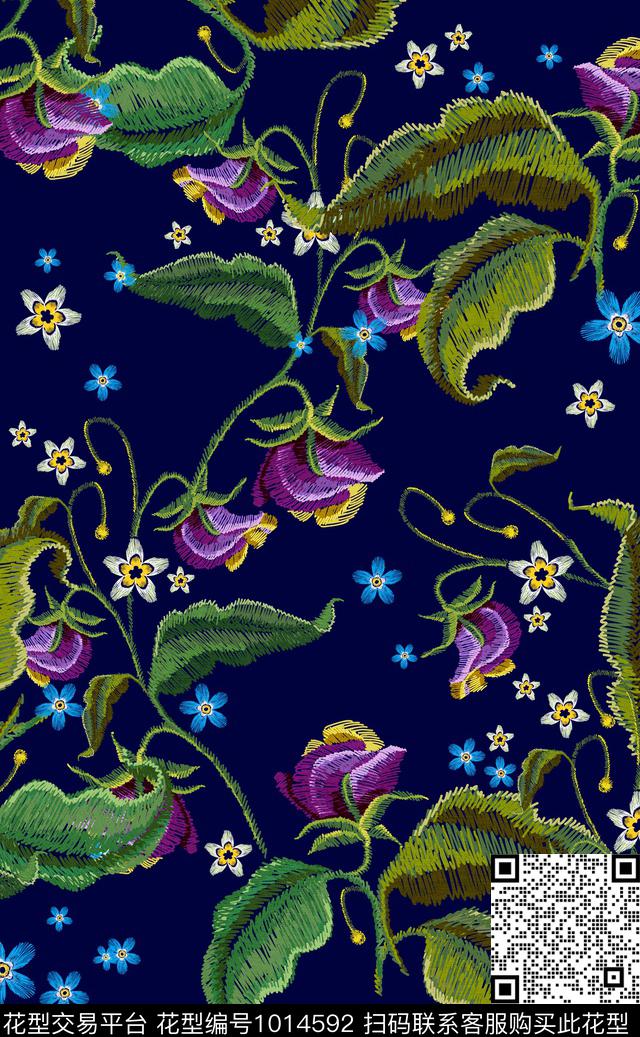 数码华亿平台秋冬华亿平台花卉数码印花华亿平台下载（图片编号: 1014592） - 瓦栏（Walan）