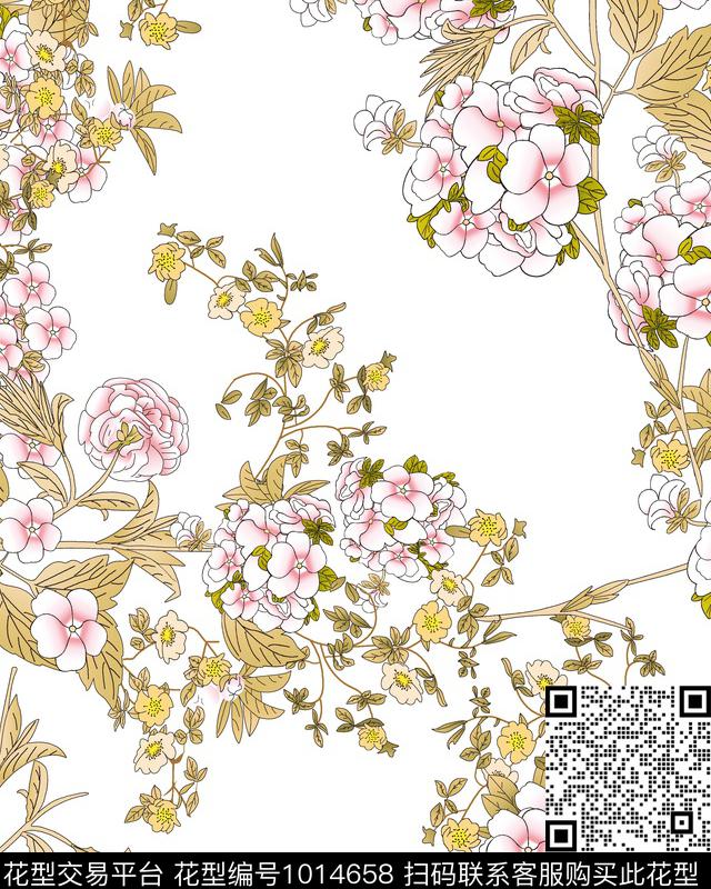 数码华亿平台小碎花花卉数码印花华亿平台下载（图片编号: 1014658） - 瓦栏（Walan）