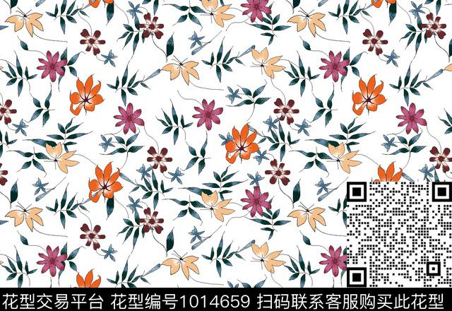 数码华亿平台小碎花花卉数码印花华亿平台下载（图片编号: 1014659） - 瓦栏（Walan）