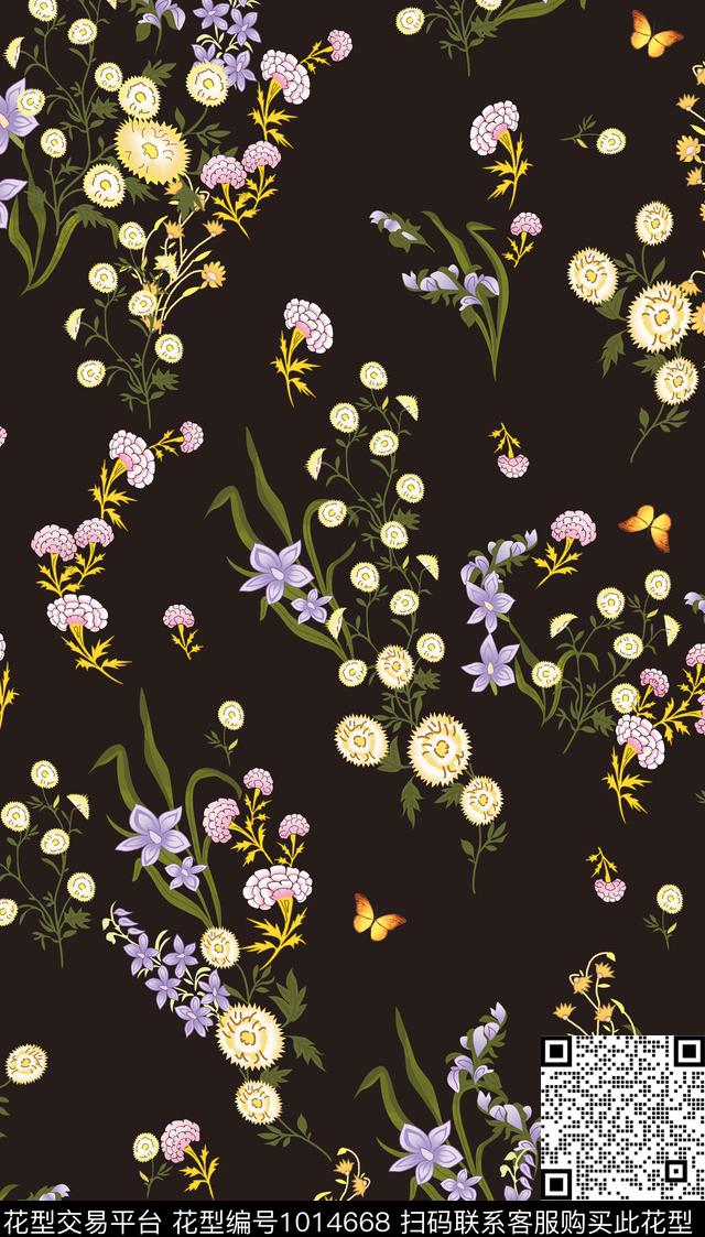 数码华亿平台小碎花花卉数码印花华亿平台下载（图片编号: 1014668） - 瓦栏（Walan）