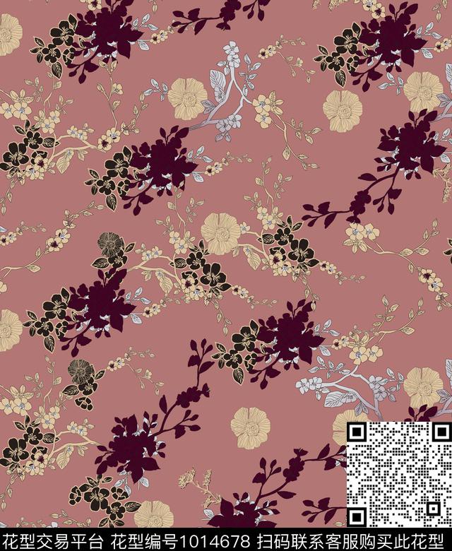数码华亿平台小碎花花卉数码印花华亿平台下载（图片编号: 1014678） - 瓦栏（Walan）