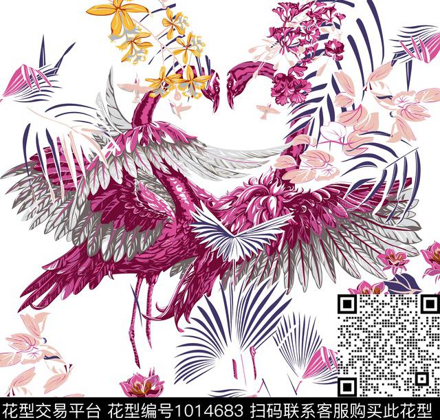 仙鹤女装定位花数码印花华亿平台下载（图片编号: 1014683） - 瓦栏（Walan）