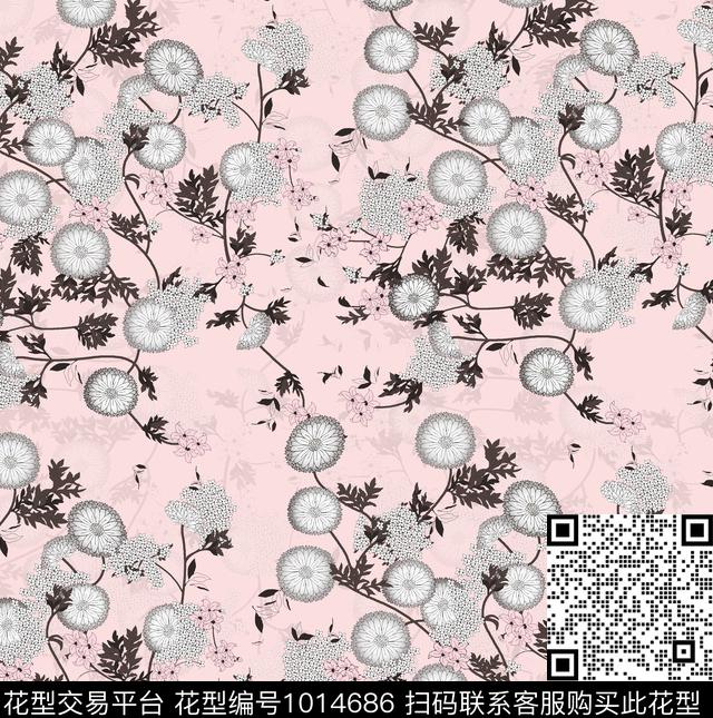 数码华亿平台小碎花花卉数码印花华亿平台下载（图片编号: 1014686） - 瓦栏（Walan）