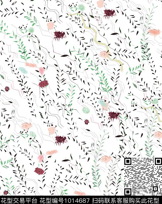 小碎花抽象女装数码印花华亿平台下载（图片编号: 1014687） - 瓦栏（Walan）