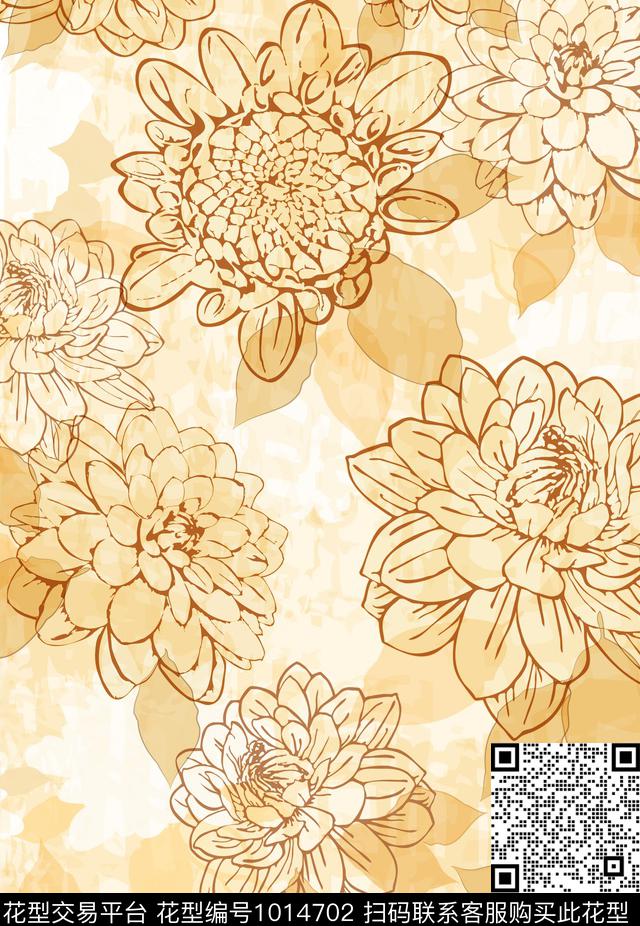 数码华亿平台民族风花卉数码印花华亿平台下载（图片编号: 1014702） - 瓦栏（Walan）