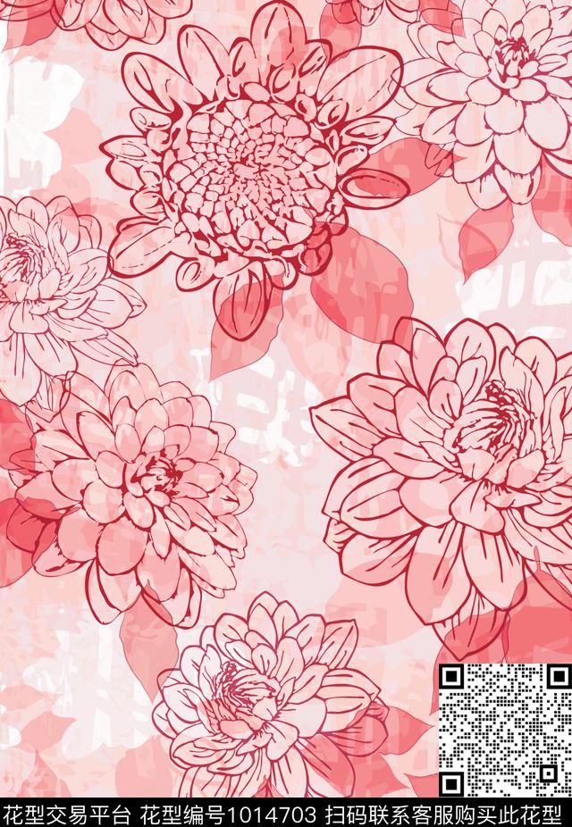 数码华亿平台民族风花卉数码印花华亿平台下载（图片编号: 1014703） - 瓦栏（Walan）
