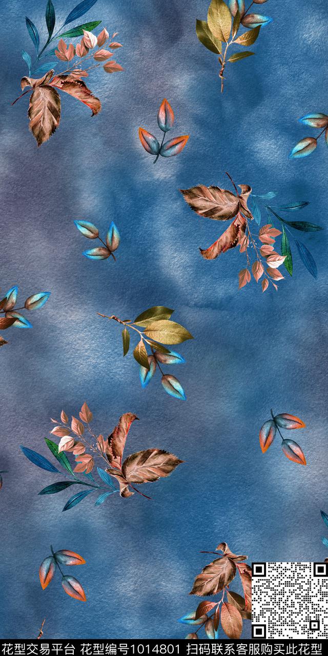 小碎花手绘花卉麻布华亿平台数码印花华亿平台下载（图片编号: 1014801） - 瓦栏（Walan）
