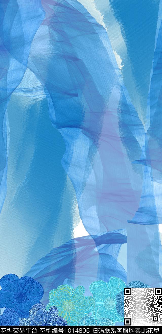奢华抽象花卉数码印花华亿平台下载（图片编号: 1014805） - 瓦栏（Walan）