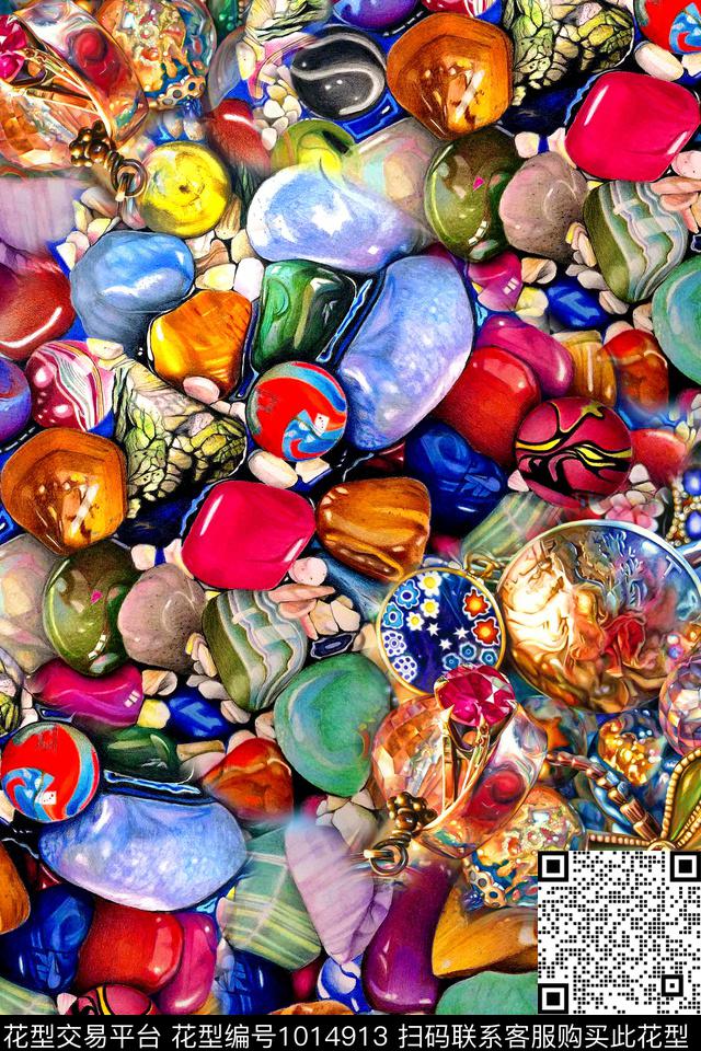 抽象鹅卵石珠宝宝石数码印花华亿平台下载（图片编号: 1014913） - 瓦栏（Walan）