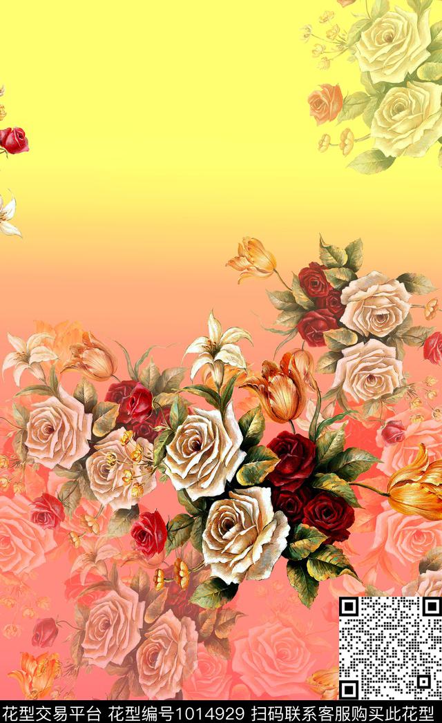 花卉女装定位花数码印花华亿平台下载（图片编号: 1014929） - 瓦栏（Walan）