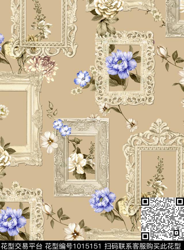 花卉女装大牌风数码印花华亿平台下载（图片编号: 1015151） - 瓦栏（Walan）