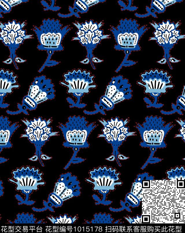 女装潮牌几何花卉数码印花华亿平台下载（图片编号: 1015178） - 瓦栏（Walan）