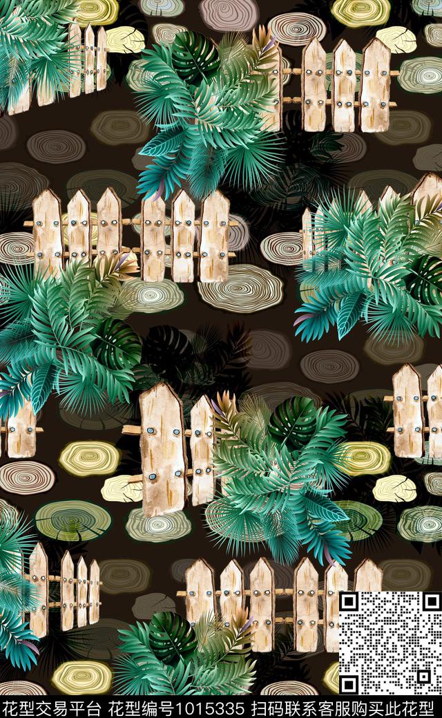 女装树轮绿植树叶数码印花华亿平台下载（图片编号: 1015335） - 瓦栏（Walan）