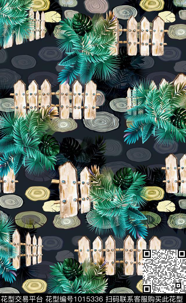 女装树轮绿植树叶数码印花华亿平台下载（图片编号: 1015336） - 瓦栏（Walan）