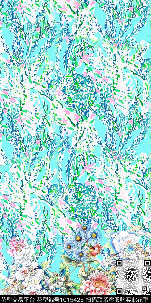 花边肌理花卉数码印花华亿平台下载（图片编号: 1015425） - 瓦栏（Walan）
