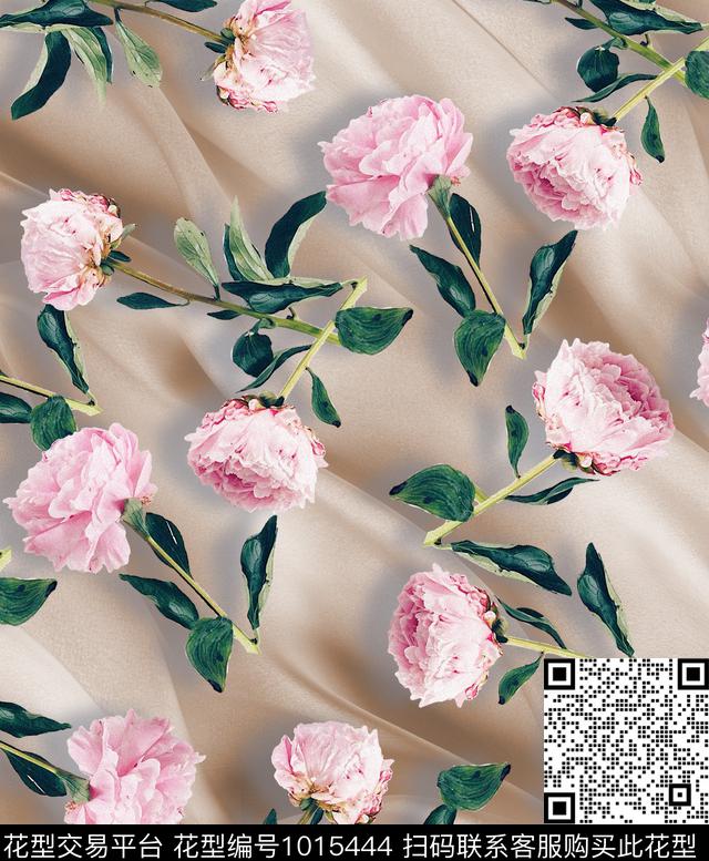 数码华亿平台花卉玫瑰花数码印花华亿平台下载（图片编号: 1015444） - 瓦栏（Walan）