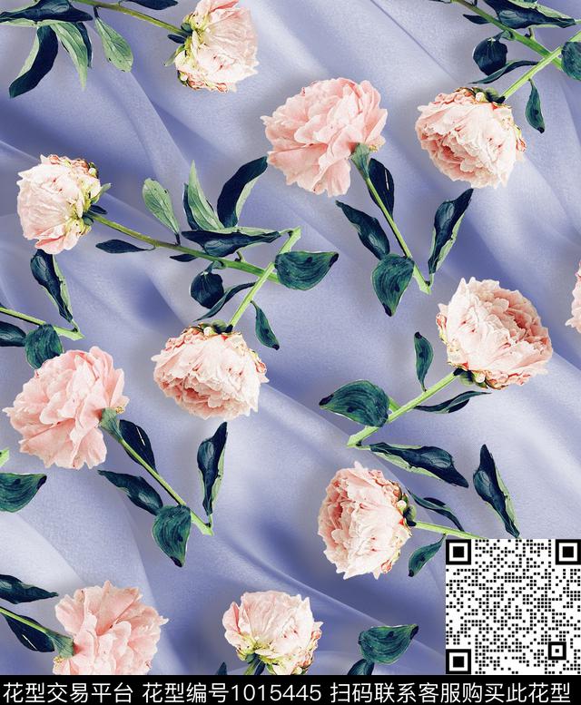 数码华亿平台花卉玫瑰花数码印花华亿平台下载（图片编号: 1015445） - 瓦栏（Walan）