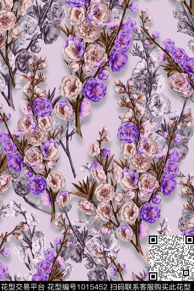 数码华亿平台花卉桃花数码印花华亿平台下载（图片编号: 1015452） - 瓦栏（Walan）