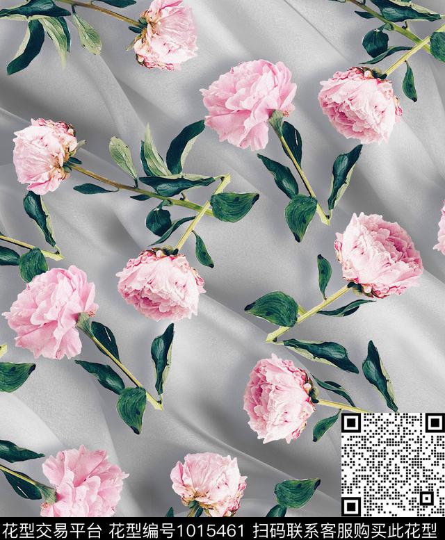 数码华亿平台花卉玫瑰花数码印花华亿平台下载（图片编号: 1015461） - 瓦栏（Walan）