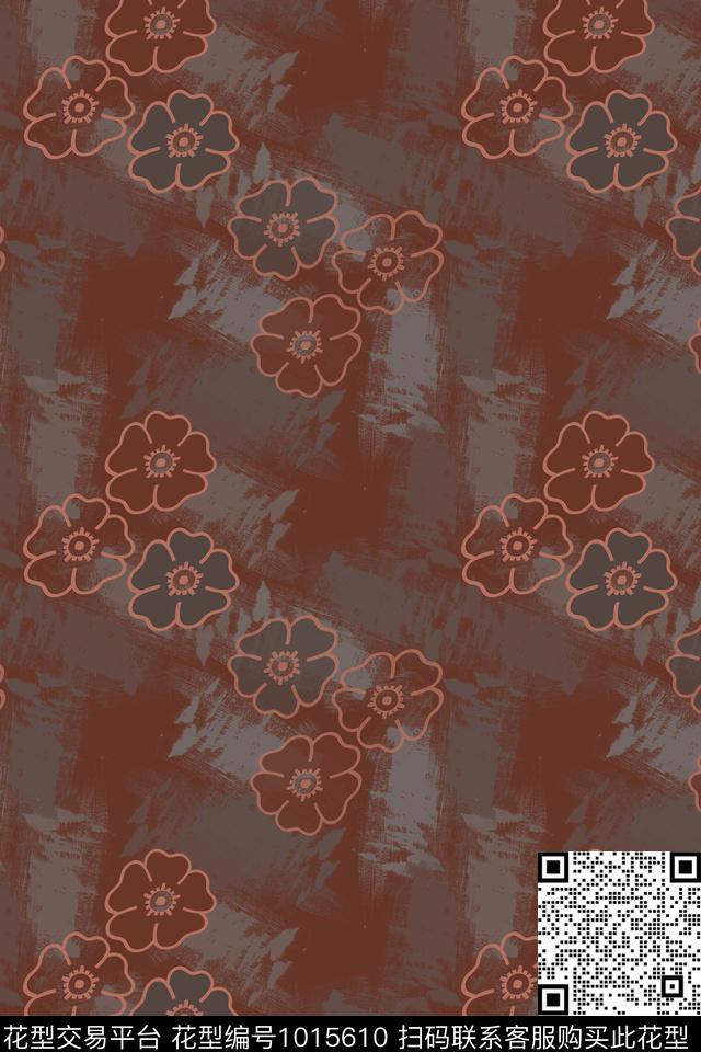 衬衫抽象笔触数码印花华亿平台下载（图片编号: 1015610） - 瓦栏（Walan）