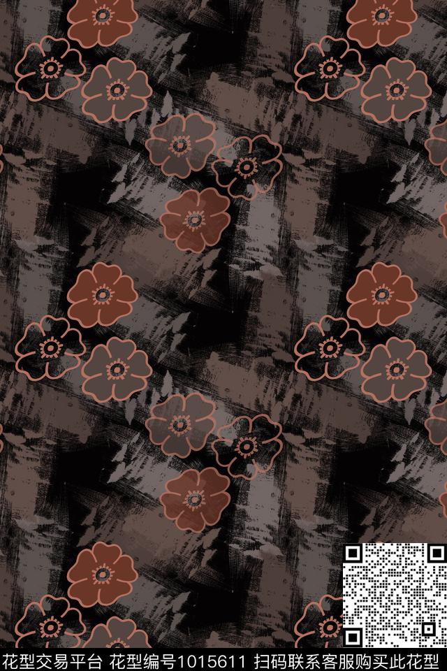 衬衫抽象笔触数码印花华亿平台下载（图片编号: 1015611） - 瓦栏（Walan）