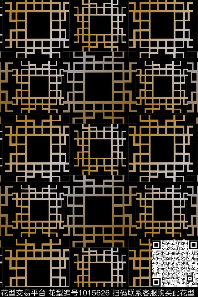 衬衫男装格子渐变数码印花华亿平台下载（图片编号: 1015626） - 瓦栏（Walan）