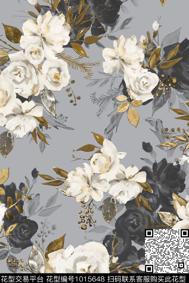 数码华亿平台手绘花卉花卉数码印花华亿平台下载（图片编号: 1015648） - 瓦栏（Walan）