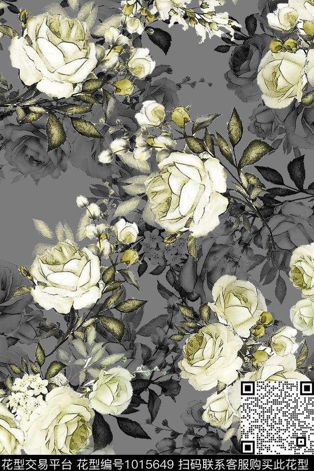 数码华亿平台手绘花卉花卉数码印花华亿平台下载（图片编号: 1015649） - 瓦栏（Walan）
