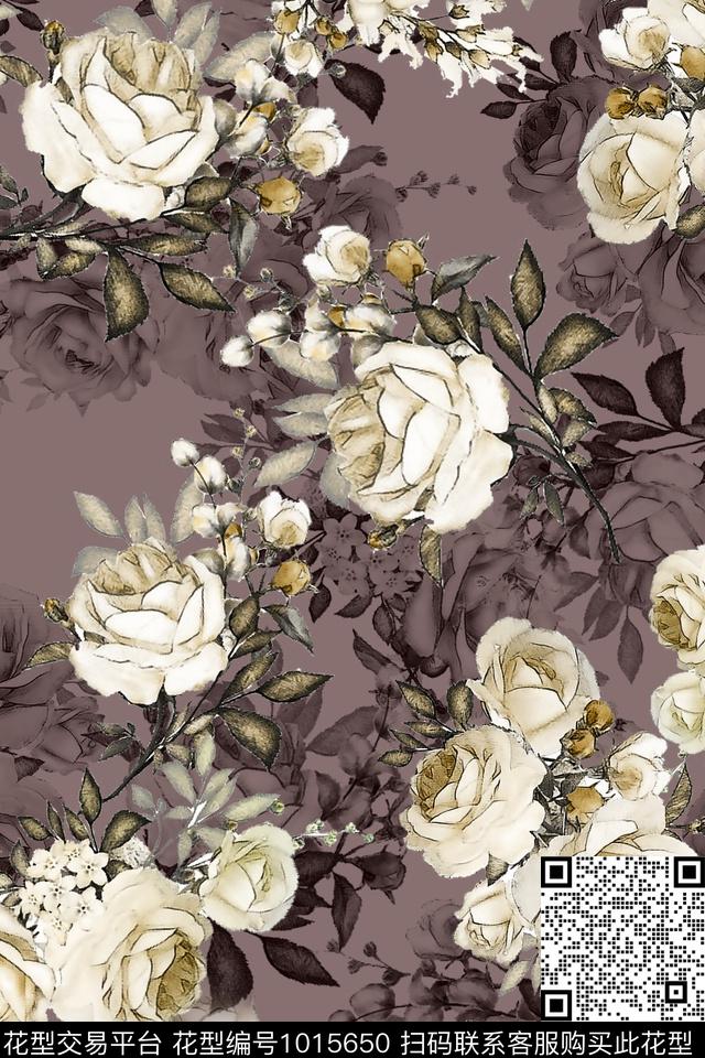 数码华亿平台手绘花卉花卉数码印花华亿平台下载（图片编号: 1015650） - 瓦栏（Walan）