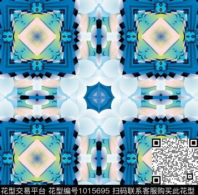 抽象花卉民族风潮牌数码印花华亿平台下载（图片编号: 1015695） - 瓦栏（Walan）