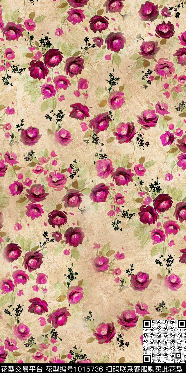 小碎花手绘花卉复古底纹数码印花华亿平台下载（图片编号: 1015736） - 瓦栏（Walan）