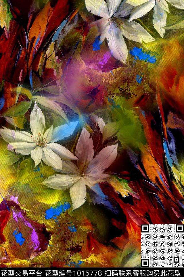 抽象几何油画华亿平台数码印花华亿平台下载（图片编号: 1015778） - 瓦栏（Walan）