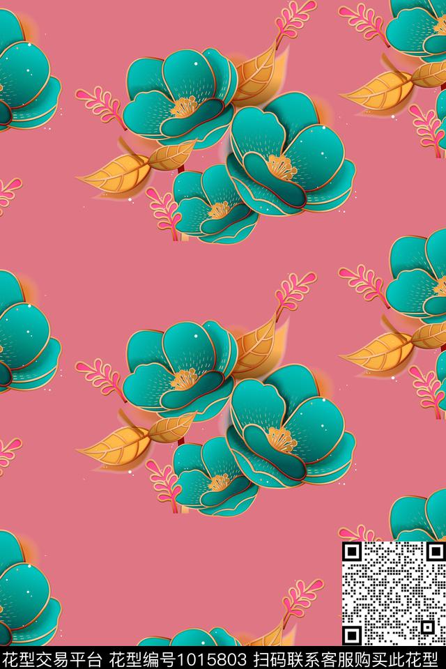 大花数码华亿平台花卉数码印花华亿平台下载（图片编号: 1015803） - 瓦栏（Walan）