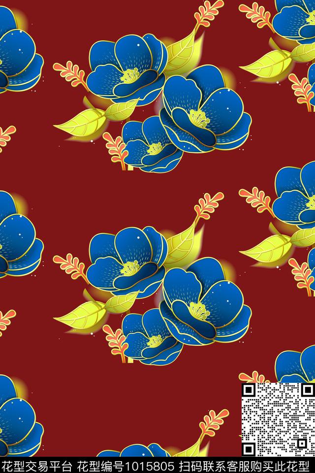 大花数码华亿平台花卉数码印花华亿平台下载（图片编号: 1015805） - 瓦栏（Walan）