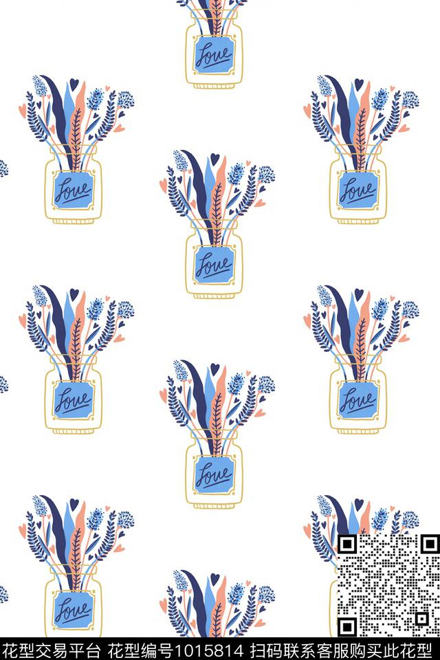 手绘花卉花卉清爽底花卉传统印花华亿平台下载（图片编号: 1015814） - 瓦栏（Walan）