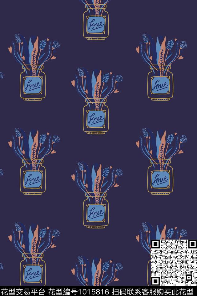 手绘花卉花卉清爽底花卉传统印花华亿平台下载（图片编号: 1015816） - 瓦栏（Walan）