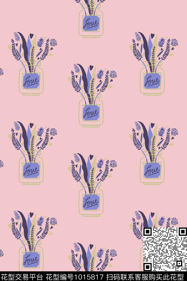 手绘花卉花卉清爽底花卉传统印花华亿平台下载（图片编号: 1015817） - 瓦栏（Walan）
